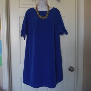 AB Studio Blue Baby Doll Dress with Bow Sleeves